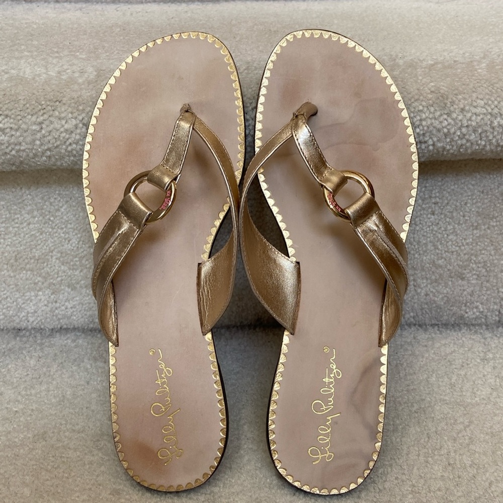 lilly pulitzer leather thong sandals / flip flops